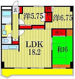フローライト市川 3LDKの間取図画像