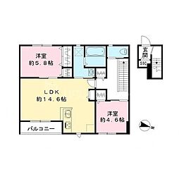 ポプリ中山 2LDKの間取図画像