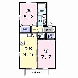 デュークB棟 2DKの間取図画像