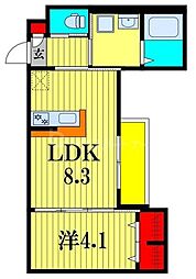 船橋市本中山5丁目アパート 1LDKの間取図画像