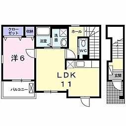 ヴィラ小塚山 1LDKの間取図画像