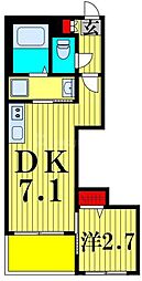 ハーモニーテラス上篠崎III 1DKの間取図画像