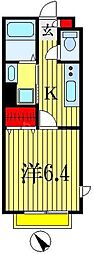 アイリス 1Kの間取図画像
