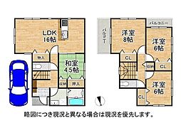 大阪市東住吉区住道矢田4丁目　中古一戸建て 4LDKの間取り