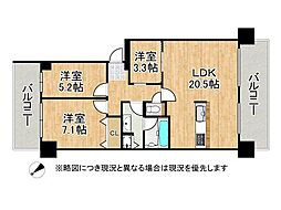 イトーピア泉北深井 3LDKの間取図画像