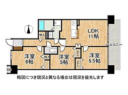 レックスガーデン堺東 3LDKの間取図画像