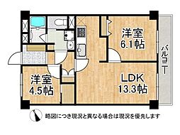 天王寺パーク・マンション 2LDKの間取図画像
