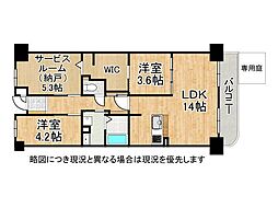 阪神住建グランソフィア長居公園 2LDKの間取図画像
