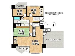 エステム堺萩原天神 3LDKの間取図画像