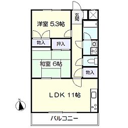 マンションアムール 2LDKの間取図画像