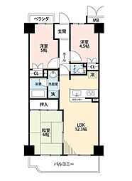 ディオ・フェルティ枚岡 3LDKの間取図画像