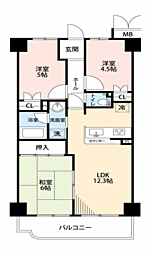 ディオ・フェルティ枚岡 3LDKの間取図画像