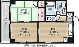 シャトル江波 2DKの間取図画像