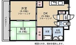 ホワイトシティ国泰寺 2DKの間取図画像