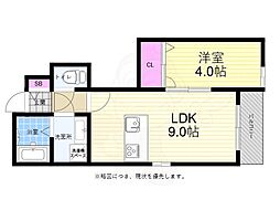 広島電鉄6系統 江波駅 徒歩10分の賃貸アパート 1階1LDKの間取り