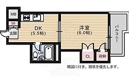 第5シモビル 1DKの間取図画像