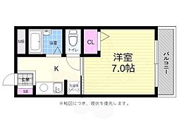 ルービンス観音 1Kの間取図画像