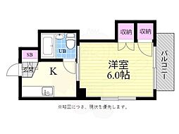梅田マンション 1Kの間取図画像