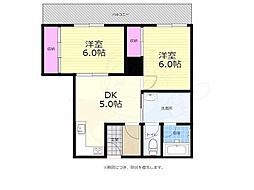 コーポラスウエキ 4階2DKの間取り