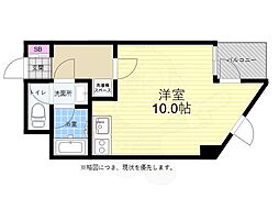 広島電鉄6系統 舟入町駅 徒歩4分の賃貸マンション 10階ワンルームの間取り