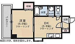 SINCERE-舟入 1DKの間取図画像