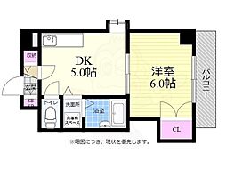 SINCERE-舟入 1DKの間取図画像