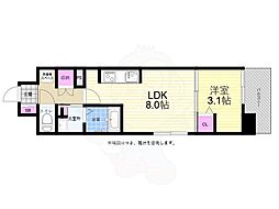 広島電鉄5系統 南区役所前駅 徒歩8分の賃貸マンション 2階1LDKの間取り
