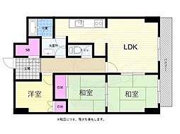 シャンボール広交 4階3LDKの間取り