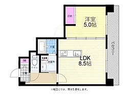 KENSEI7 5階1LDKの間取り
