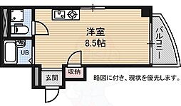 広島電鉄2系統 福島町駅 徒歩11分の賃貸マンション 5階ワンルームの間取り