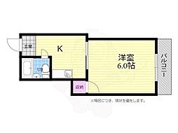 外尾ビル 1Kの間取図画像