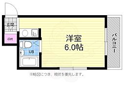 ジューヌボワ ワンルームの間取図画像