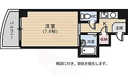 リボンビル金屋町 1Kの間取図画像