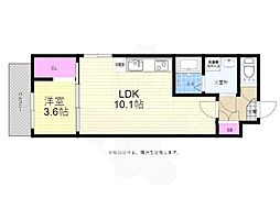 広島電鉄6系統 江波駅 徒歩7分の賃貸アパート 1階1LDKの間取り