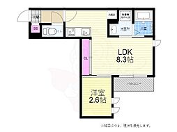 広島電鉄6系統 江波駅 徒歩6分の賃貸アパート 2階1LDKの間取り