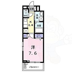 二番館 2階1Kの間取り
