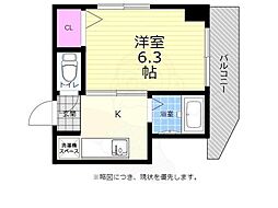 クレール・ヒロ 1Kの間取図画像