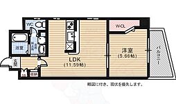 西蟹屋K.K 1LDKの間取図画像