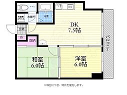 フラワーパレス原田 2DKの間取図画像