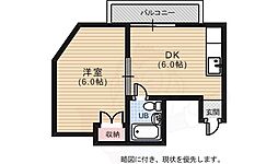 マントク橋本町 1DKの間取図画像