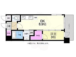 エステムコート広島国泰寺 1DKの間取図画像
