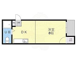 西原ビル 1DKの間取図画像