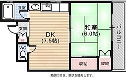 保田ビル 1DKの間取図画像