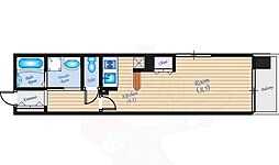 グラビスコート上幟町 ワンルームの間取図画像