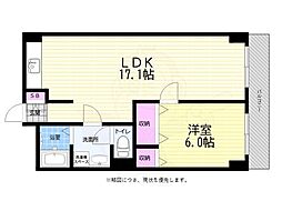 東カングランドマンション広島リバーサイド 1LDKの間取図画像