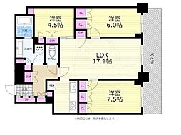 hitoto広島TheTower 3LDKの間取図画像