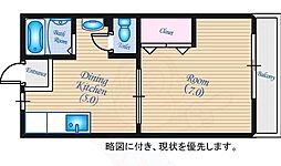 琴荘 1DKの間取図画像