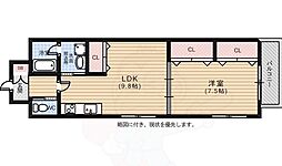エリーな横川2 1LDKの間取図画像