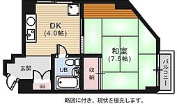 上川ビル 1DKの間取図画像