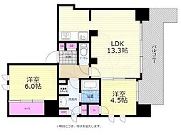 ソシオザ・プライド新白島 2LDKの間取図画像
